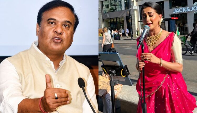 Meghranjani Medhi performs Kathak on a London street to raise funds for Assam flood victims.